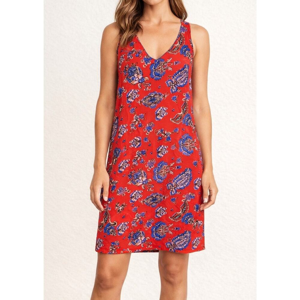 Paraphrase Red Paisley Print Tank Dress – Tie‑Back, Fully Lined, Women’s Size 6